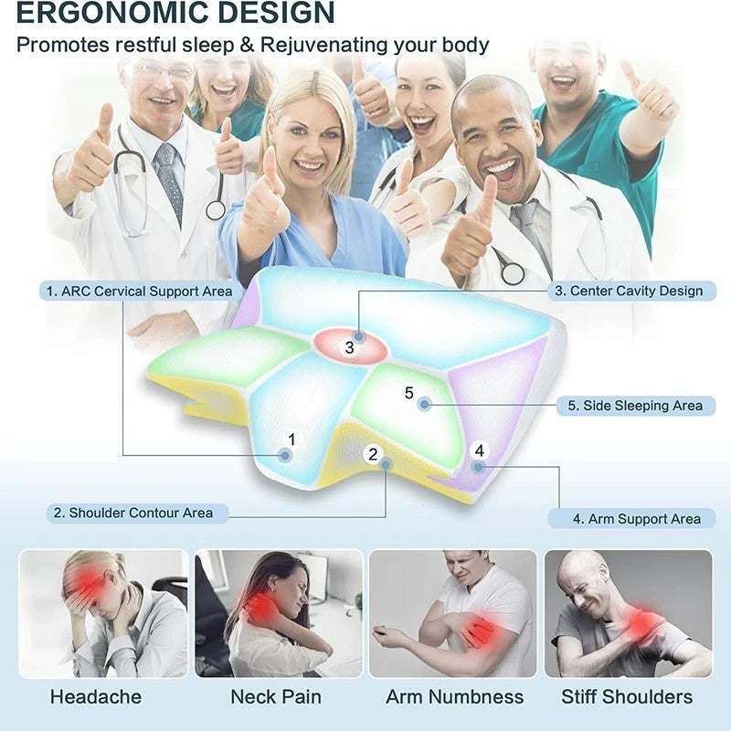 Cervical Foam Pillow Ergonomic Support Eases Neck Shoulder Pain Side Sleepers