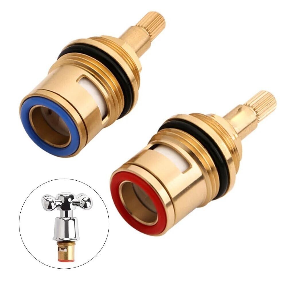 2x Bath 1/2" Tap Valve Cartridge Ceramic Gland 20 Teeth quarter turn Flow Mixer