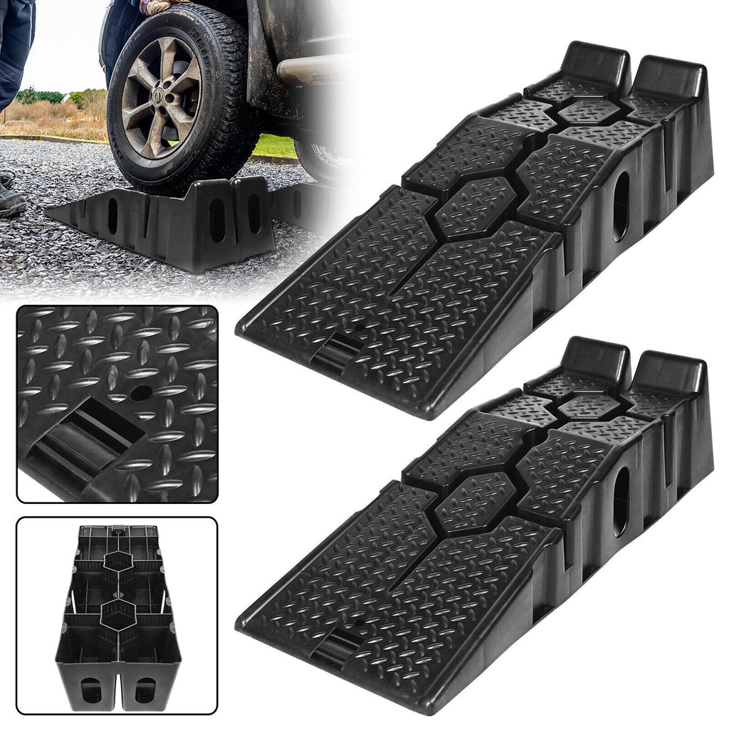 2pcs Heavy Duty 5 Ton 2.5+2.5 Ton Plastic Car Ramp Lifting Ramps 33cm Extra Wide
