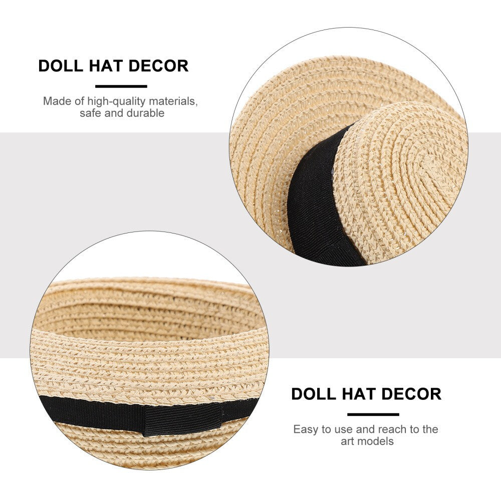 1 Pc Hand-woven Straw Hat Doll Clothes Decor Accessory Doll Straw Hat Decor