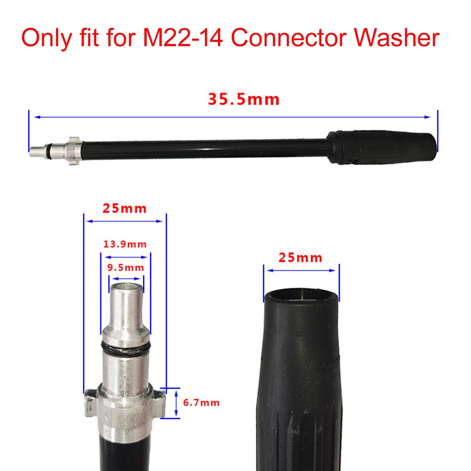 High Pressure Power Washer Spray Gun 150 Bars M14 Jet Lance Nozzle and 26FT Hose