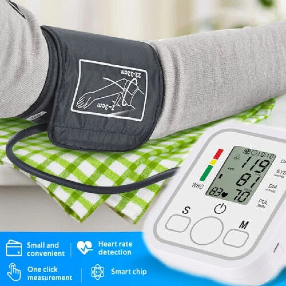 Automatic Digital Arm Blood Pressure Monitor Heart Rate Machine Meter BP Cuff