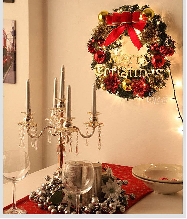 30CM Christmas Wreath With Bow Front Door Wreath Garland Xmas Hanging Decor UK