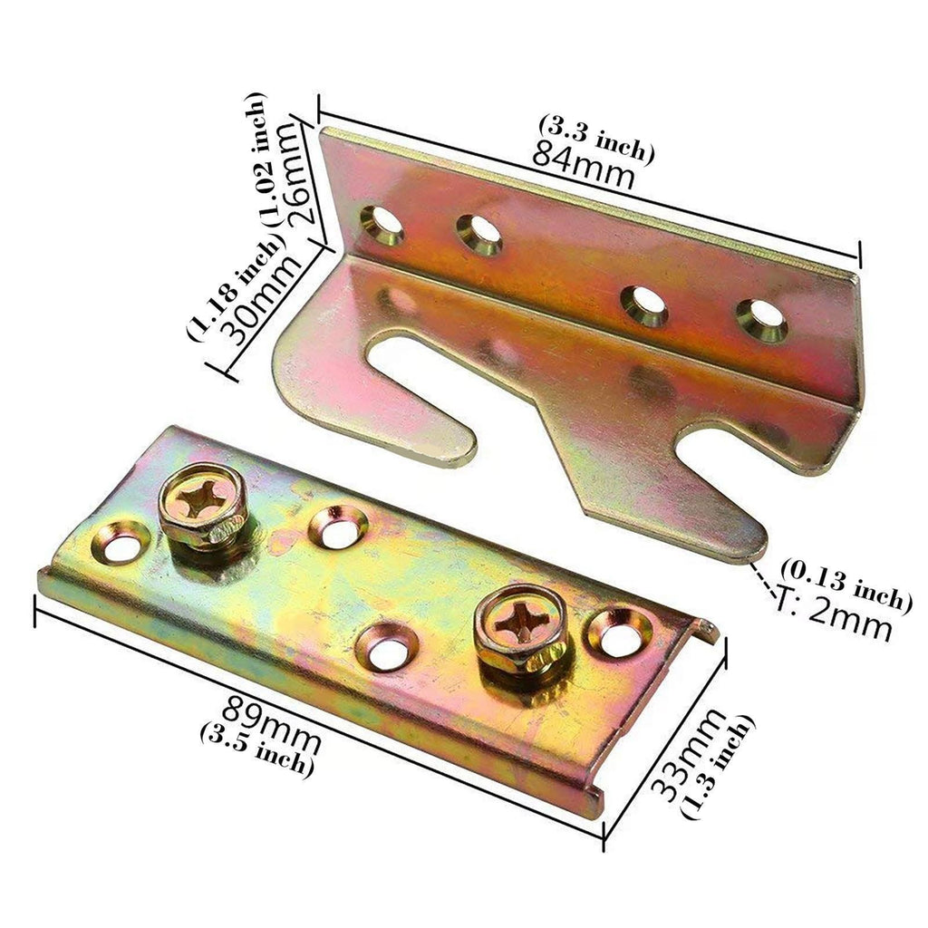 Bed Rail Bracket 4 Sets Non-Mortise Bed Hinge Fixing Connector Heavy Duty Bed