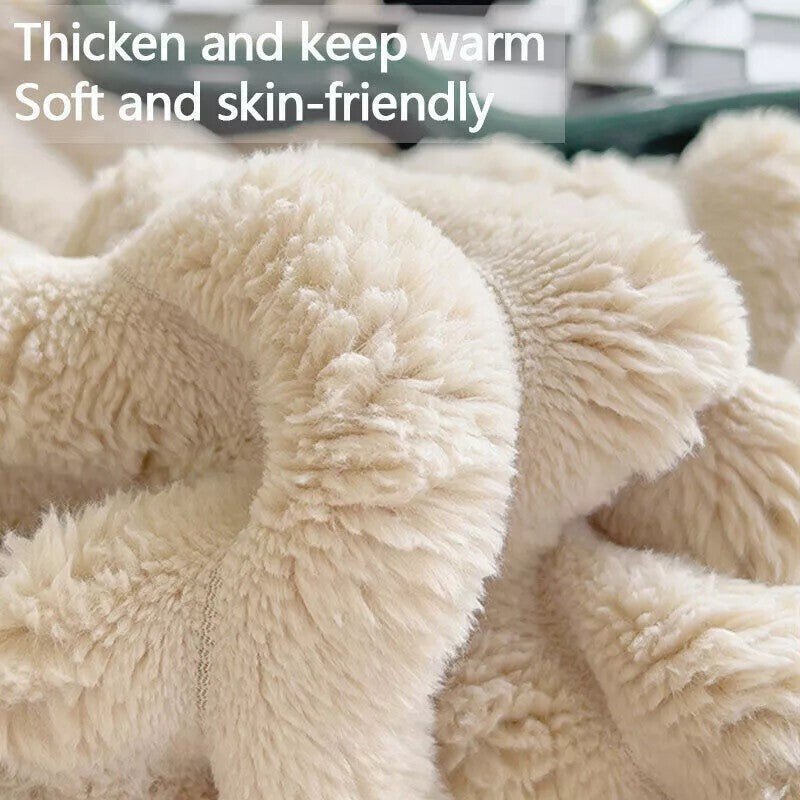 Ribbed Soft Fleece Throws Chunky Cord Blanket Faux Fur Warm Sofa Bed Blanket UK