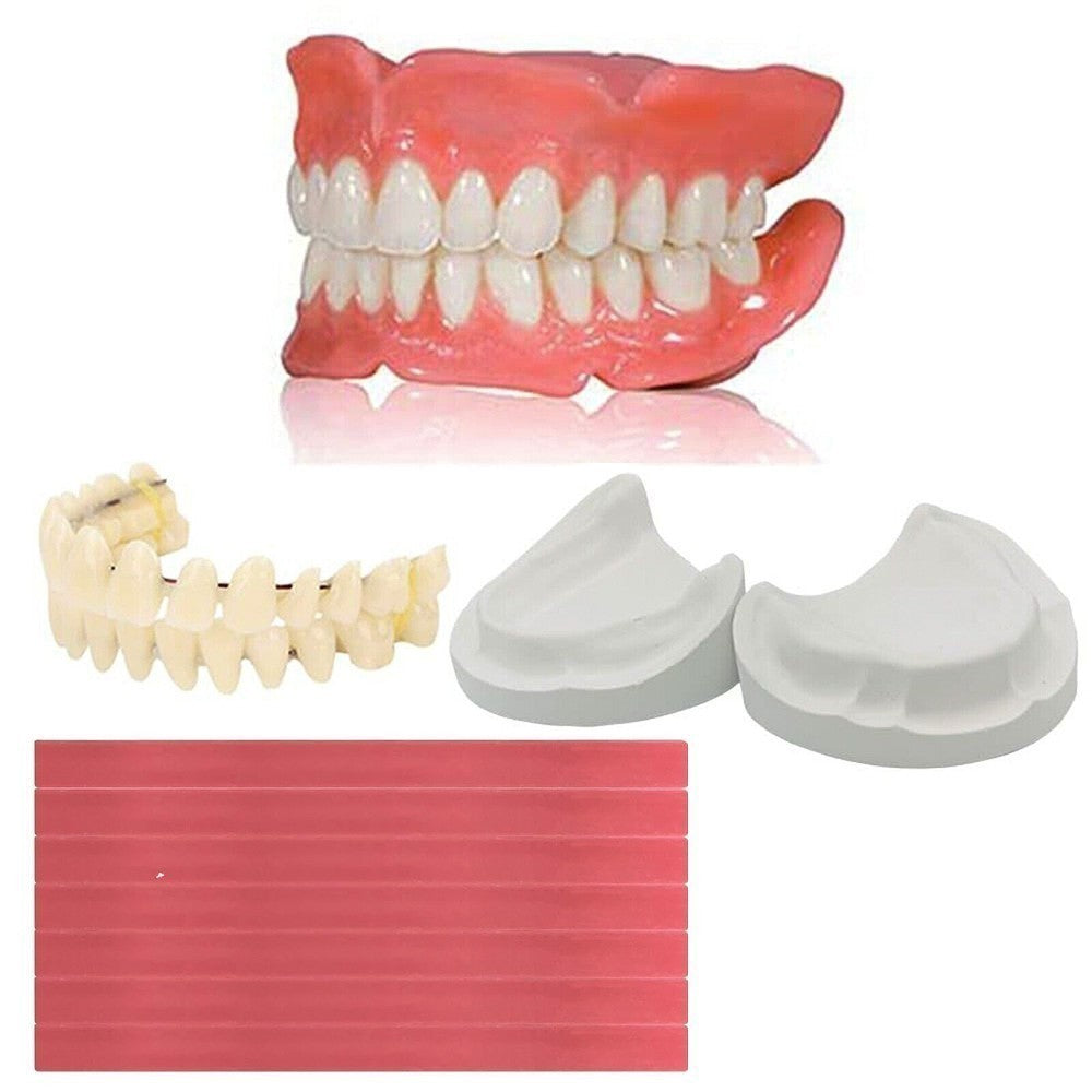 DIY Denture Kit Full Partial Fake Teeth Set, Home Repair for Missing Teeth