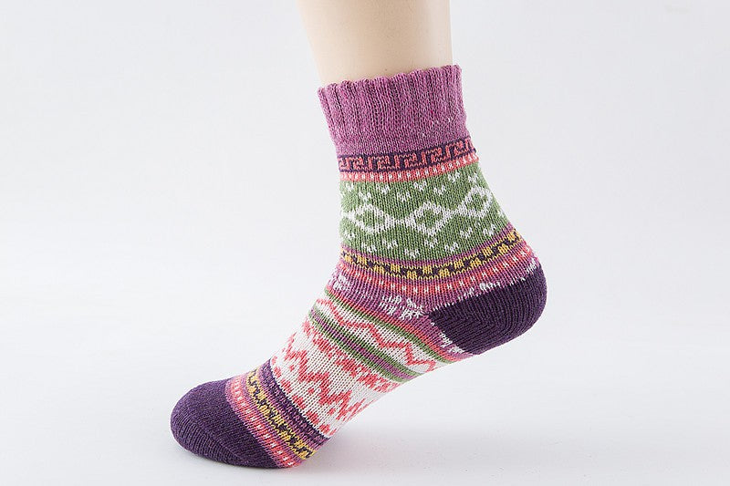 5 Pairs Women Wool Cashmere Warm Soft Thick Casual Multicolor Winter Socks Lot