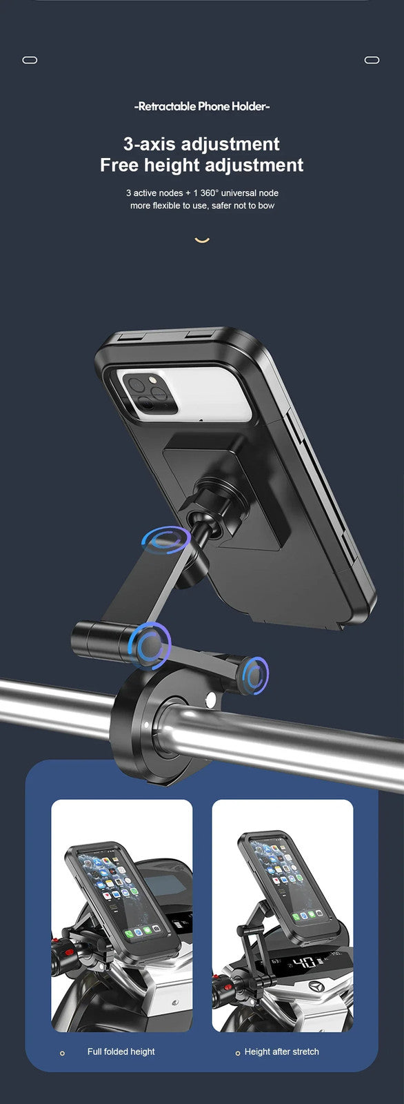 360° Waterproof Bicycle Motor Bike Phone Case Mount Holder For All Mobile Phones