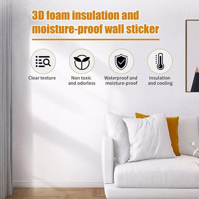 10M Thicken Self-Adhesive Thermal Insulation Linen Wall Sticker Plain Wallpaper