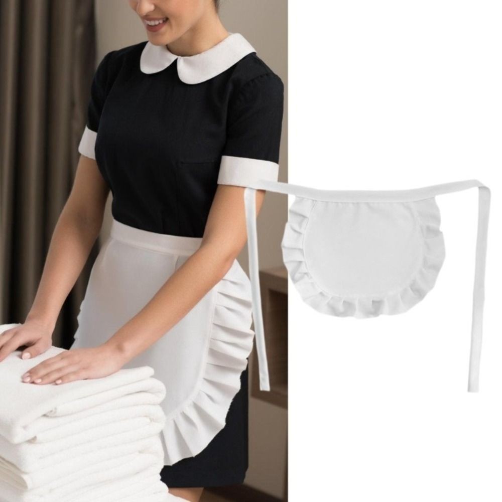 1Pcs Waitress Maid Style Waist Apron Black White Half Apron  Kitchen Party