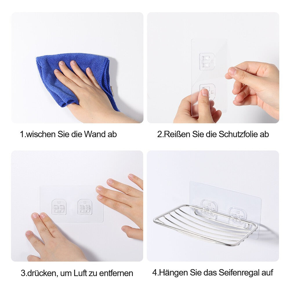 Stainless Steel Soap Dish Holder Shower Soap Case Tray Strong Sticky Bathroom