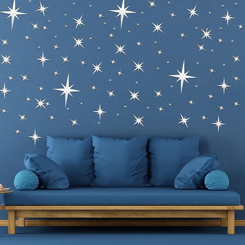 42Pcs Removable Star Wall Stickers Acrylic Mirror Stylish Design Multicolor