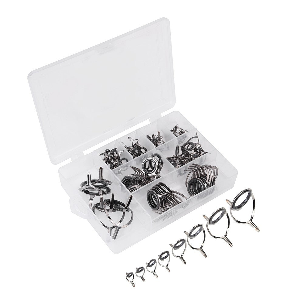 75Pc High Quality Stainless Steel Sea Fishing Rod Guide Eye Rings Set Tackle Box