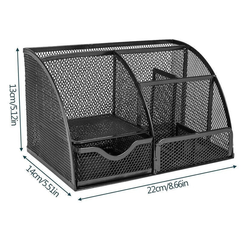 Metal Mesh Desk Organiser Stationery Pen Pencil Holder Tidy Storage For Office