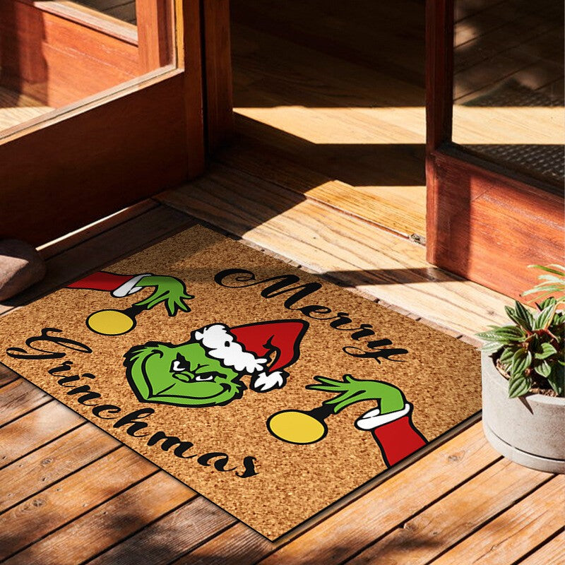 Christmas Decoration Doormat Grinch Welocome Entrance Carpet Indoor Floor Mat