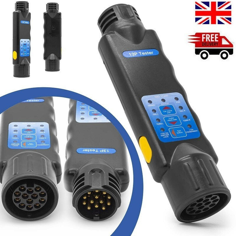 13 Pin Towing Trailer Tow Bar Caravan Light Wiring Circuit Tester Plug Socket UK