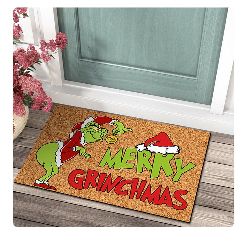 Christmas Decoration Doormat Grinch Welocome Entrance Carpet Indoor Floor Mat