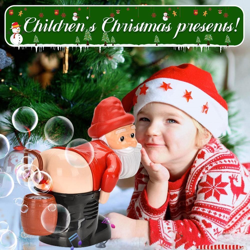 Christmas Bubble Blowing Machine From Santa Claus Butt Funny Props Xmas
