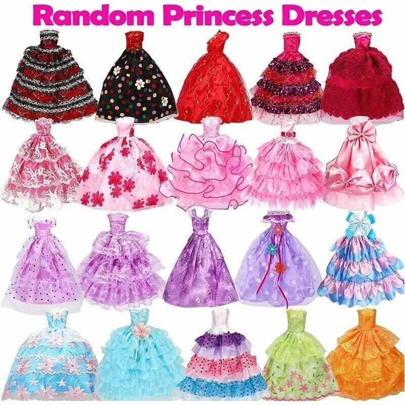 32/50Pcs Barbie Doll Clothes Bundle Dresses Shoes and Accessories Girl Toy Gift
