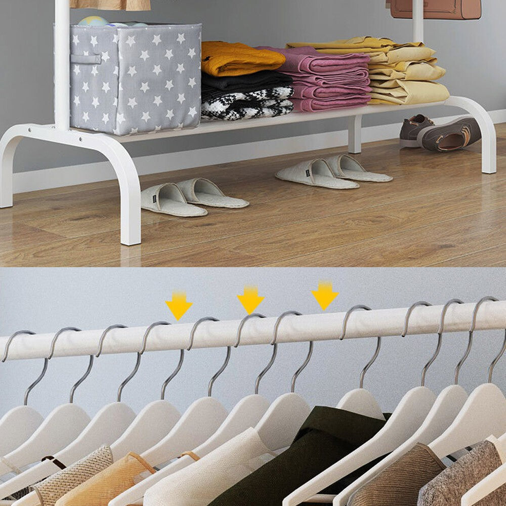Heavy Duty Double Clothes Rail Hanging Rack Garment Display Stand Shoes Storage