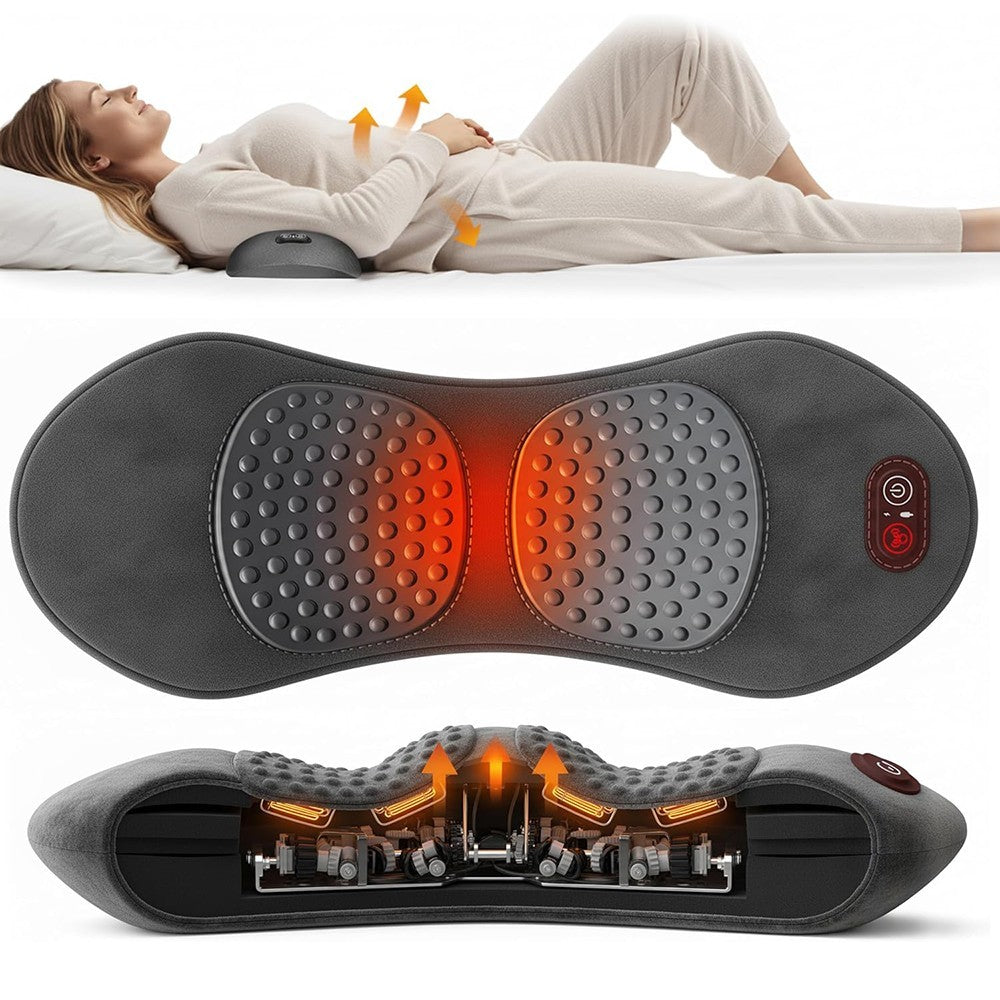 Heated Back Massager Lumbar Support Pillow with Vibration Lower Back Waist UK
