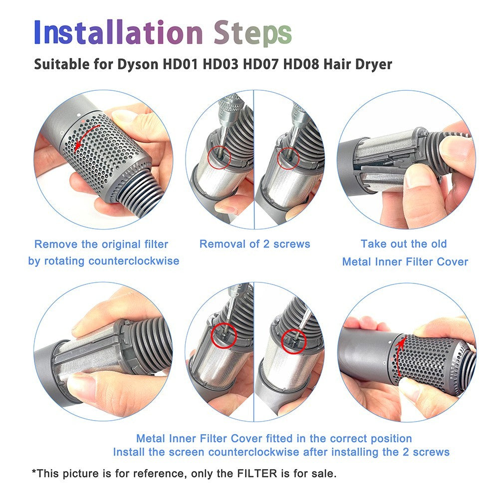 Replacement Metal Inner Filter Only, Hair Dryer Parts Dyson HD01 HD03 HD07 HD08