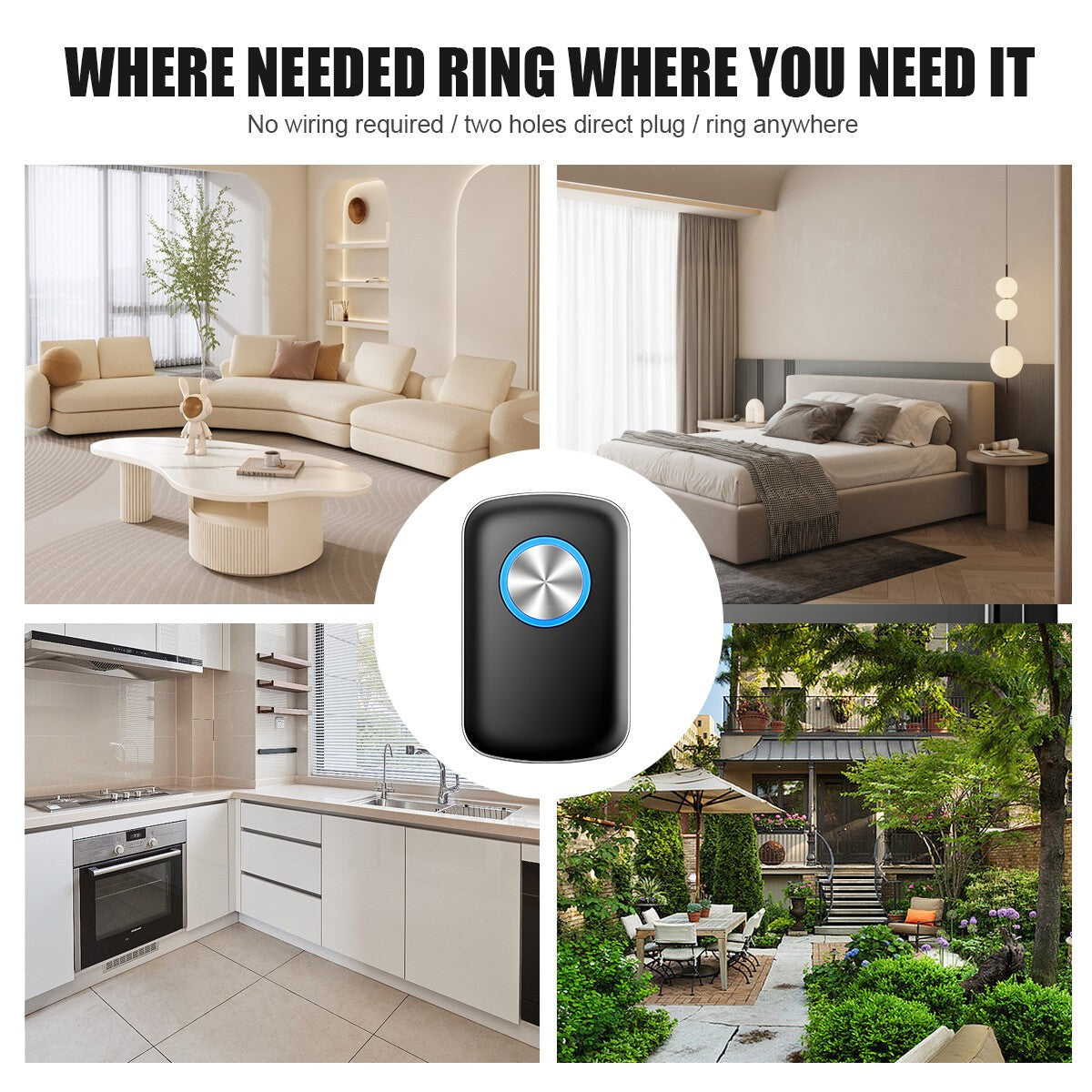Wireless Door Bells Waterproof 1000ft Long Range Plug in Home Cordless Doorbells