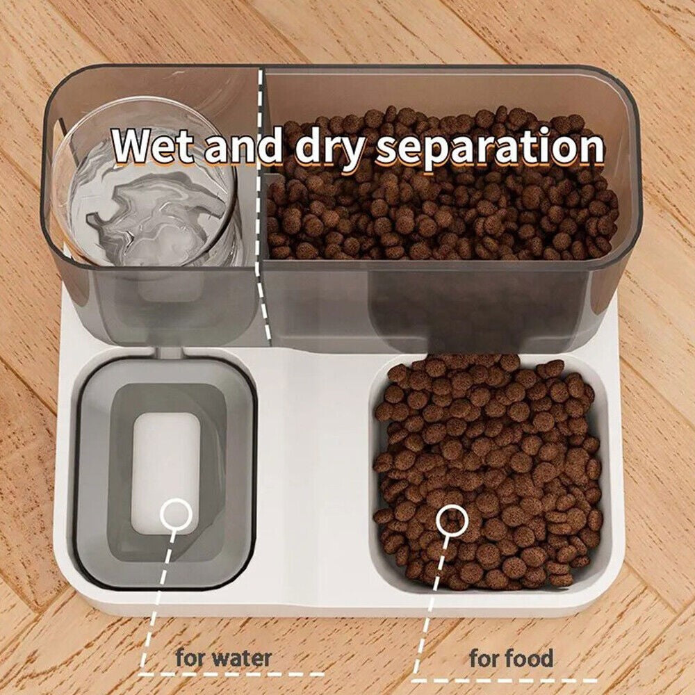 2 in 1 Automatic Cat Feeder Water Dispenser Dry Wet Pet Dog Puppy Food Dispenser