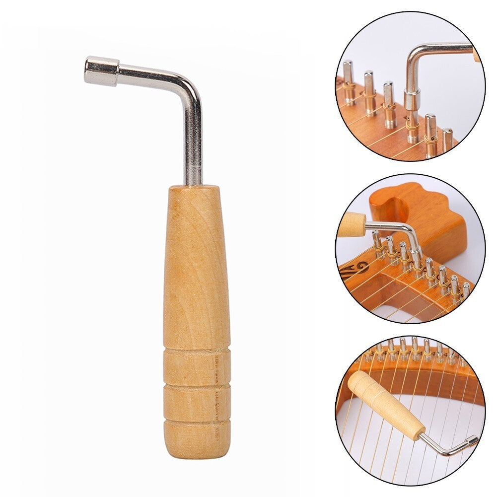 Lyre Harp Tuning Wrench Tuner Lever Lyre Tuner Adjustment Tool Wooden Handle