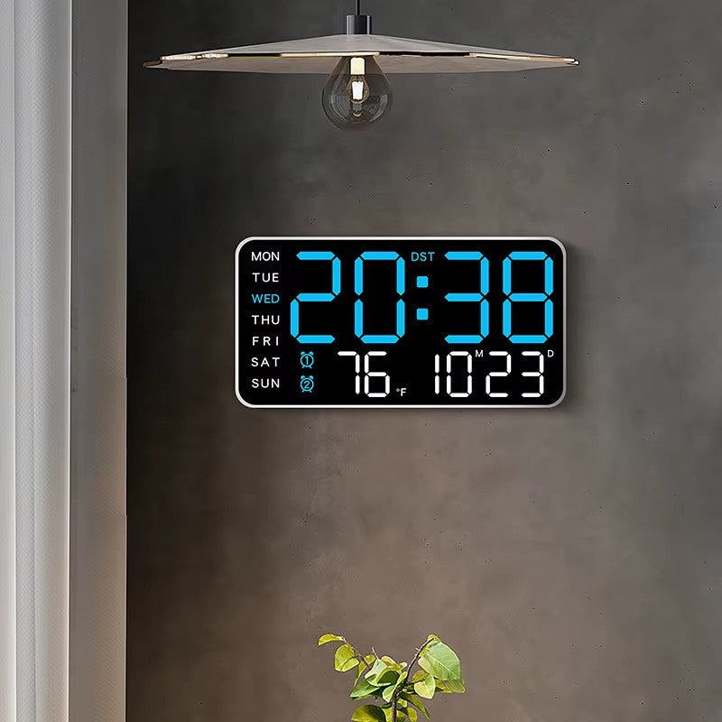 Desk Wall Clock Digital Alarm Clock LED Display with Temperature Date Week