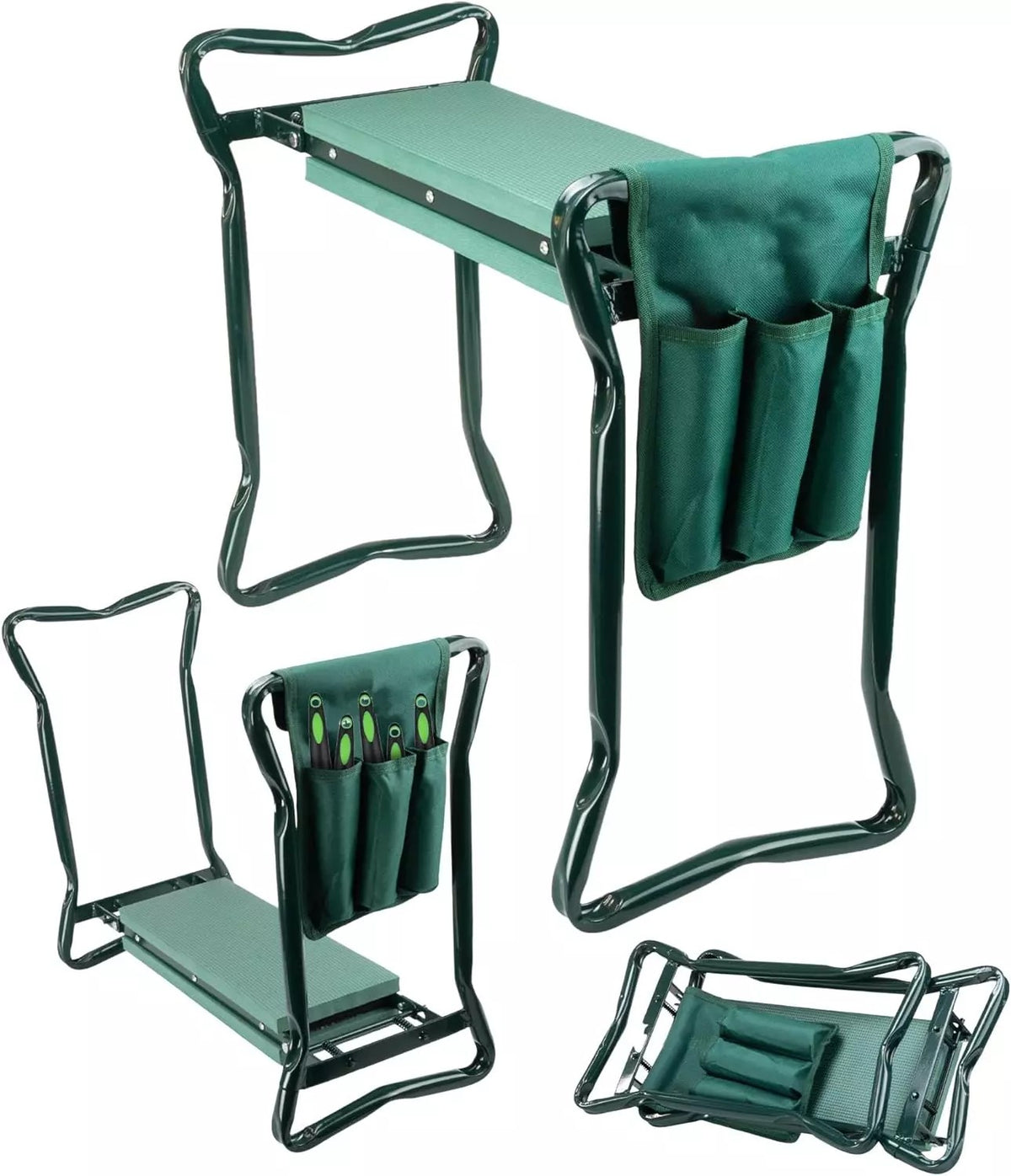 Garden Kneeler 2-in-1 Folding Gardening Padded Seat and Kneeling Stool Tool Bags