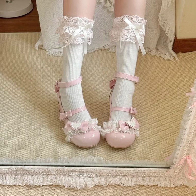 35-40 Sweet Lolita Mary Jane Shoes Cute Round Toe Heel Comfort Casual Non-Slip