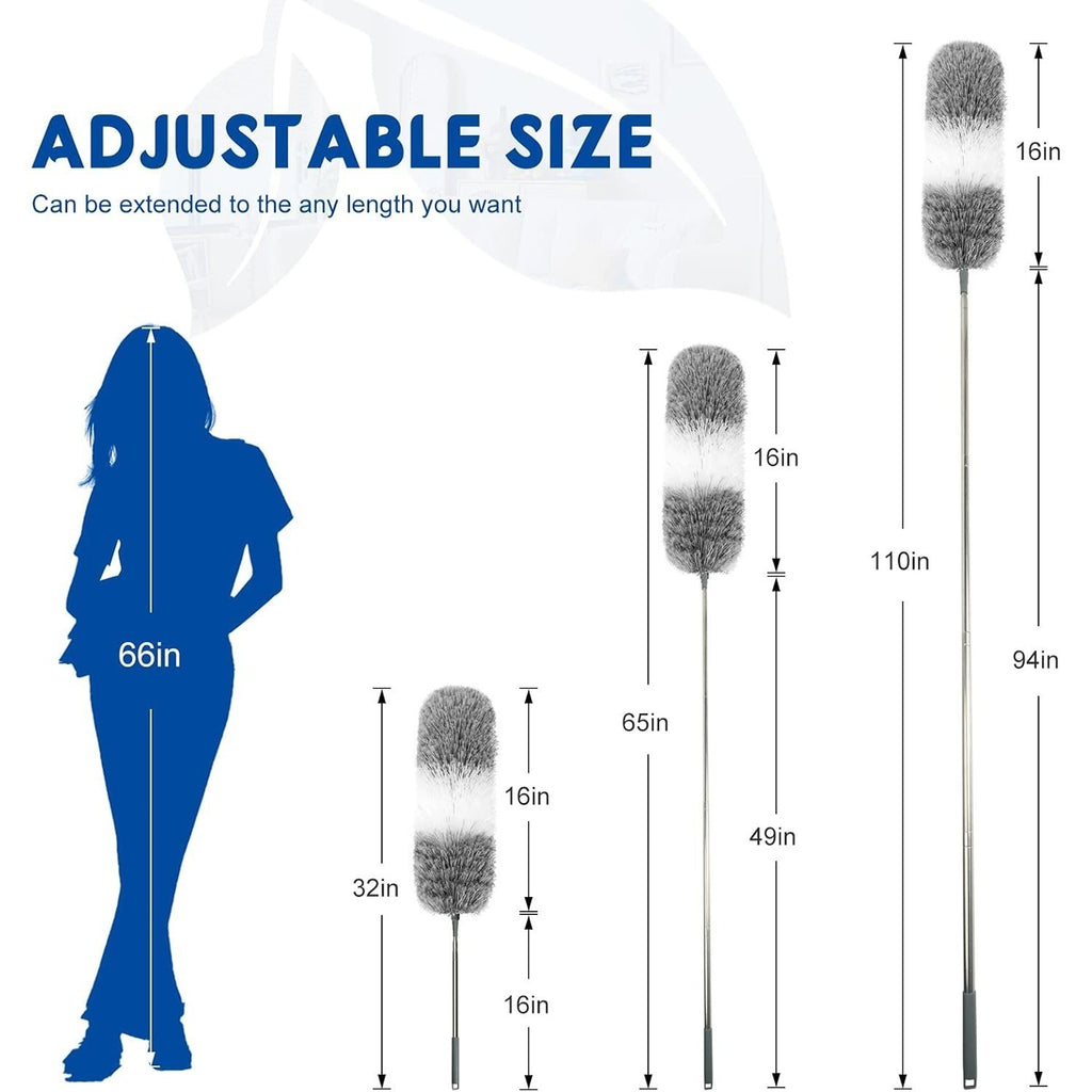 2.8m Extra Long Microfiber Duster for Cleaning Fan, High Ceiling, Blinds