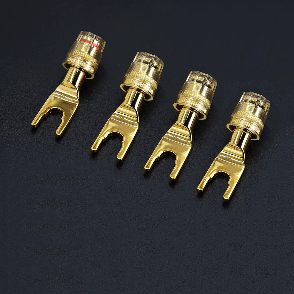 4pc HiFi Audio Speaker Cable Y Spade Plug to 4mm Female Banana Jack Adapter