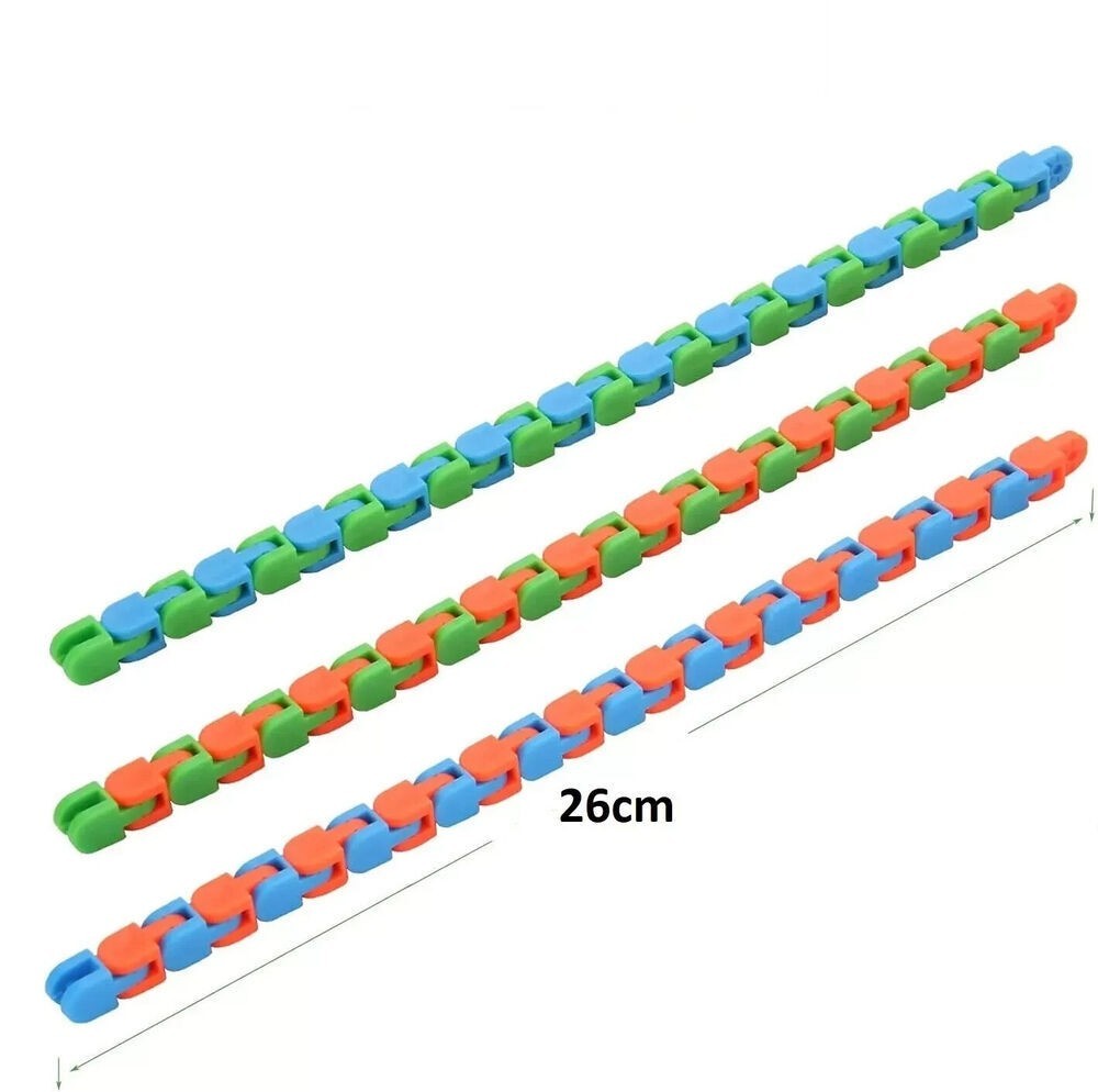 6 Pack 24 Links Wacky Tracks Snap and Click Fidget Toys, Finger Sensory