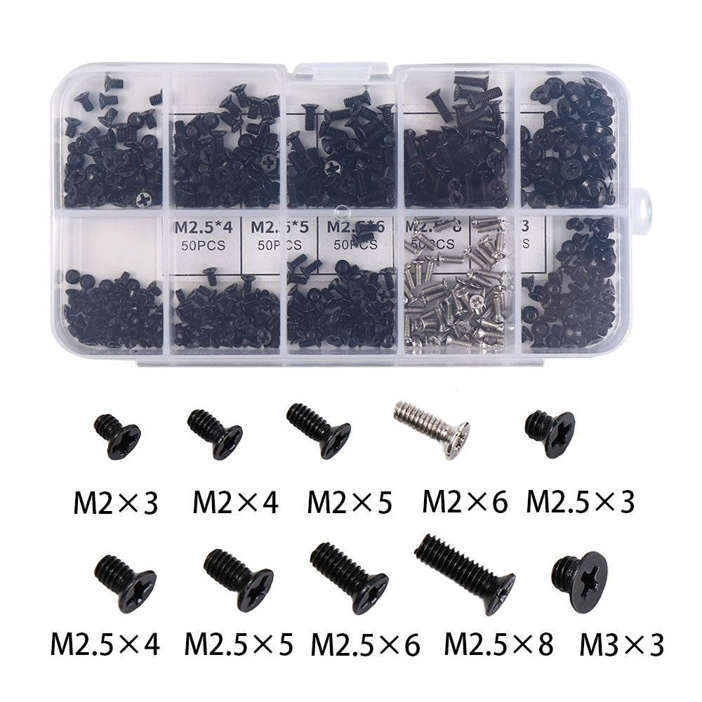 500Pcs HDD Screws Assortment Kit Carbon Steel Laptop Screws Set M2 M2.5 M3