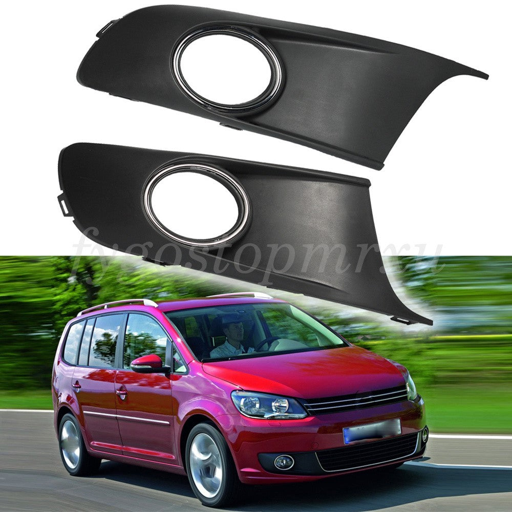 For VW Caddy Touran 2010-2015 Bumper Fog Light Lamp Chrome Trim Covers Grills