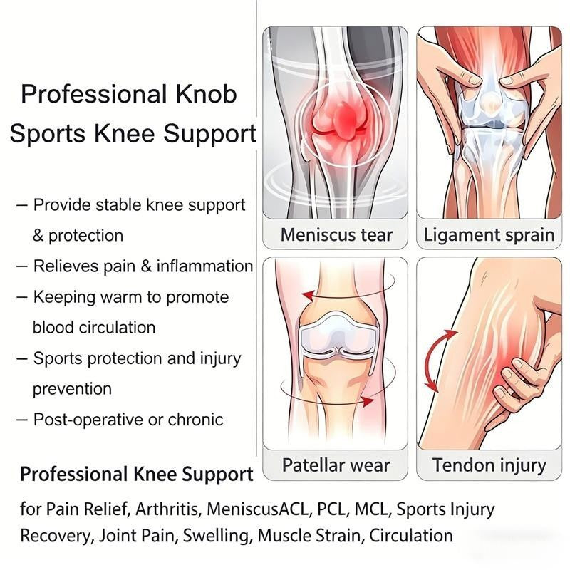 Knob Knee Brace for Pain Relief, Adjustable Knees Support with Patella Gel Pad
