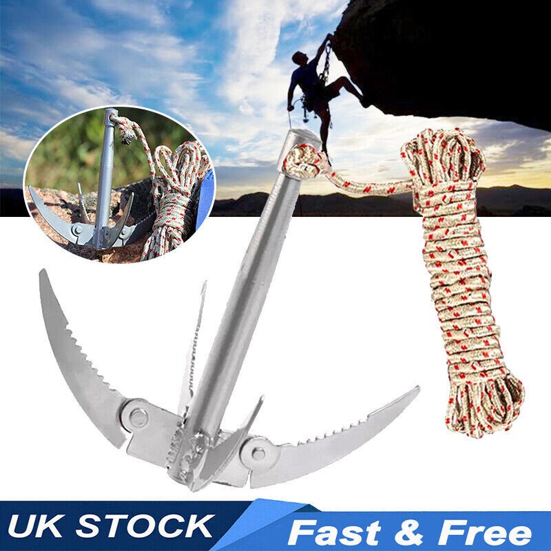 Fishing & Rock Climbing Claw With Rope Folding Boats Anchor Grappling Hook Tool