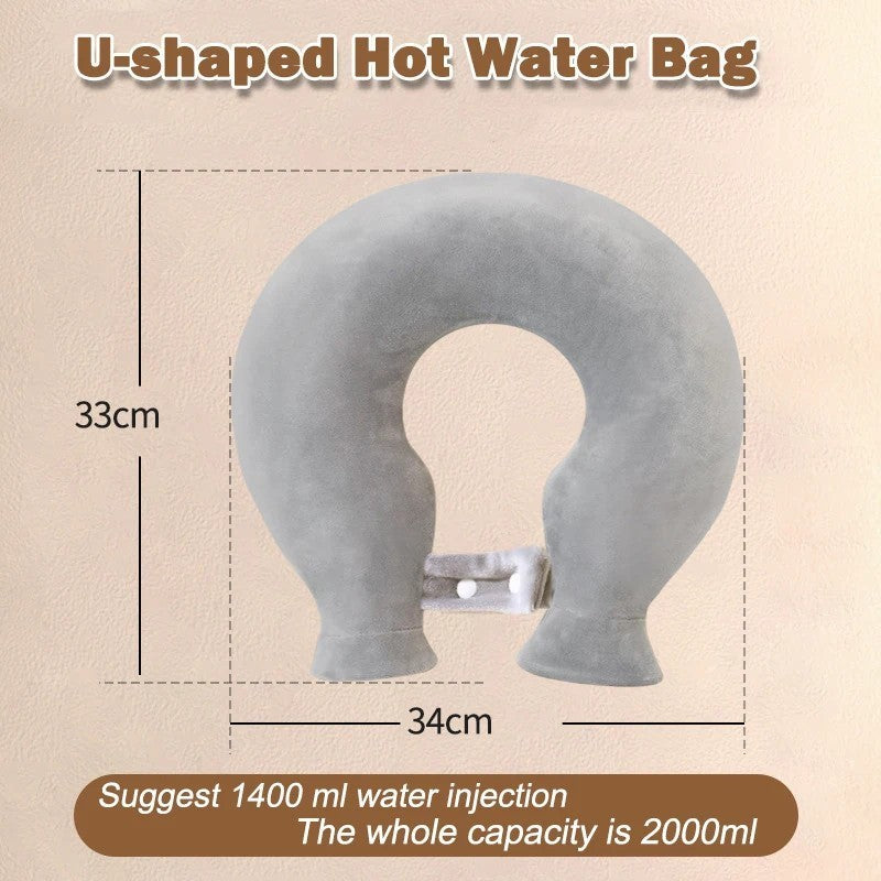 U-Shaped Neck Warmer Hot Water Bottle – Plush Hot & Cold Therapy for Neck Pain