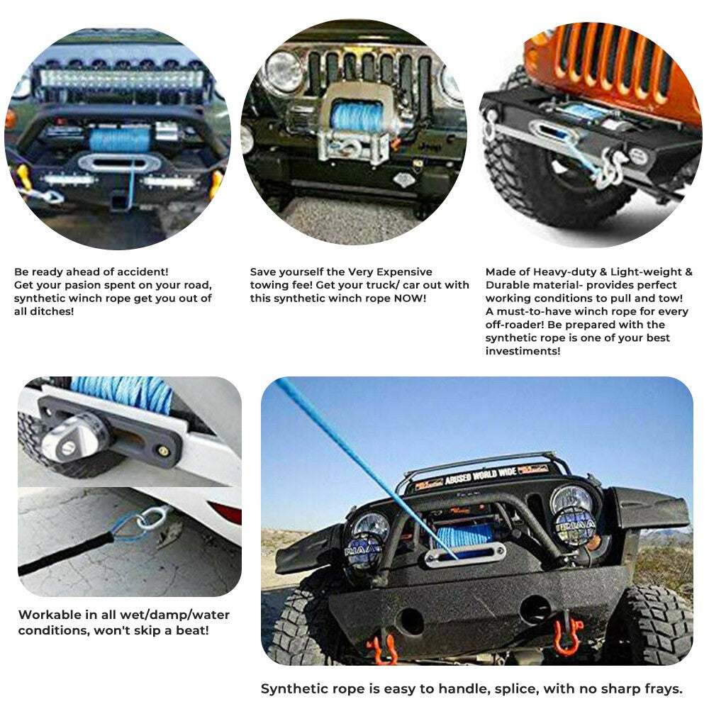 6MM x 15M Synthetic Winch Line Cable Rope Emergency For ATV Quad SUV Vehicle UK