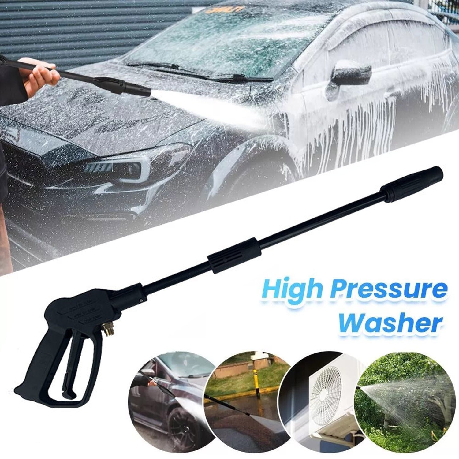 High Pressure Power Washer Spray Gun Jet Lance Trigger Wash Wand & 8M Hose kit