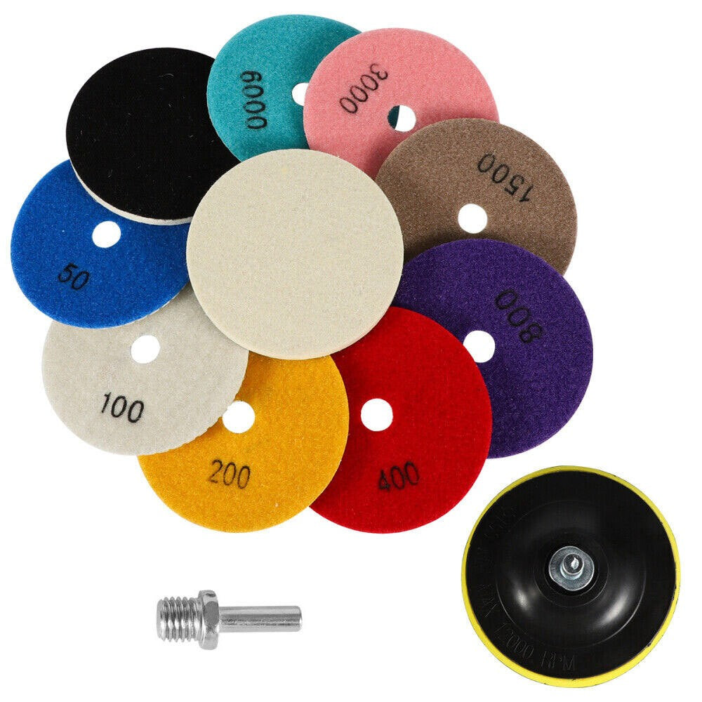 UK 16pcs Diamond Polishing Pads Wet Dry 4 Inch Set Kit For Concrete Marble Tile