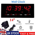 Large Jumbo Digital LED Wall Clock Desk Alarm Calendar Temperature Humidity Date