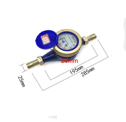 3/4" Cold Water Meter for Garden Home Water Flow Gauge Tap Water Meter Set 25mm