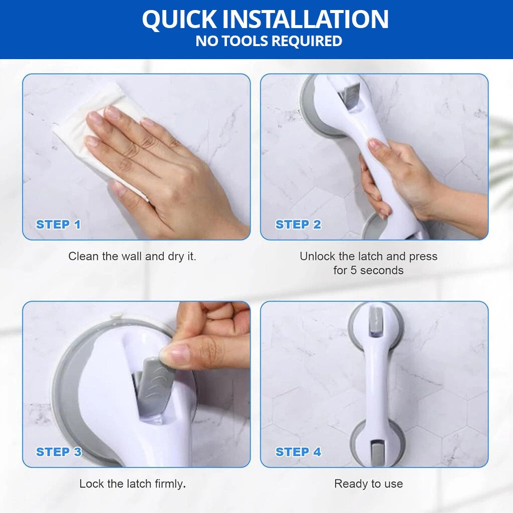 2 Pack Bathroom Suction Grab Rail Bar Handle Disability Shower Safety Support