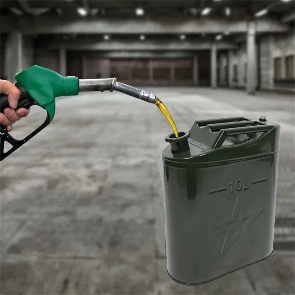 Metal Jerry Can 10L Green Car Storage Fuel Petrol Diesel Container & Flexi Spout