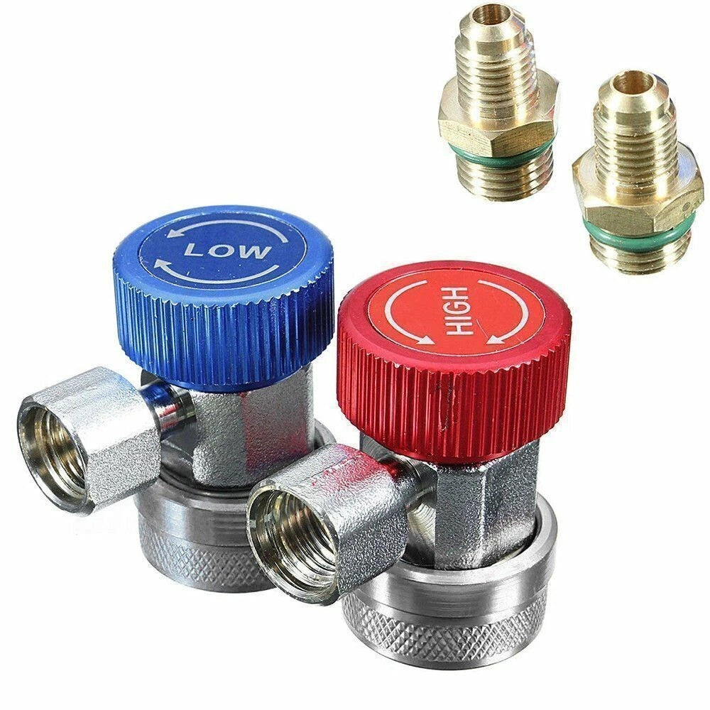 2X Car Air Con Connector Fit A/C Manifold Gauge Adapter R134A Low/High Coupler