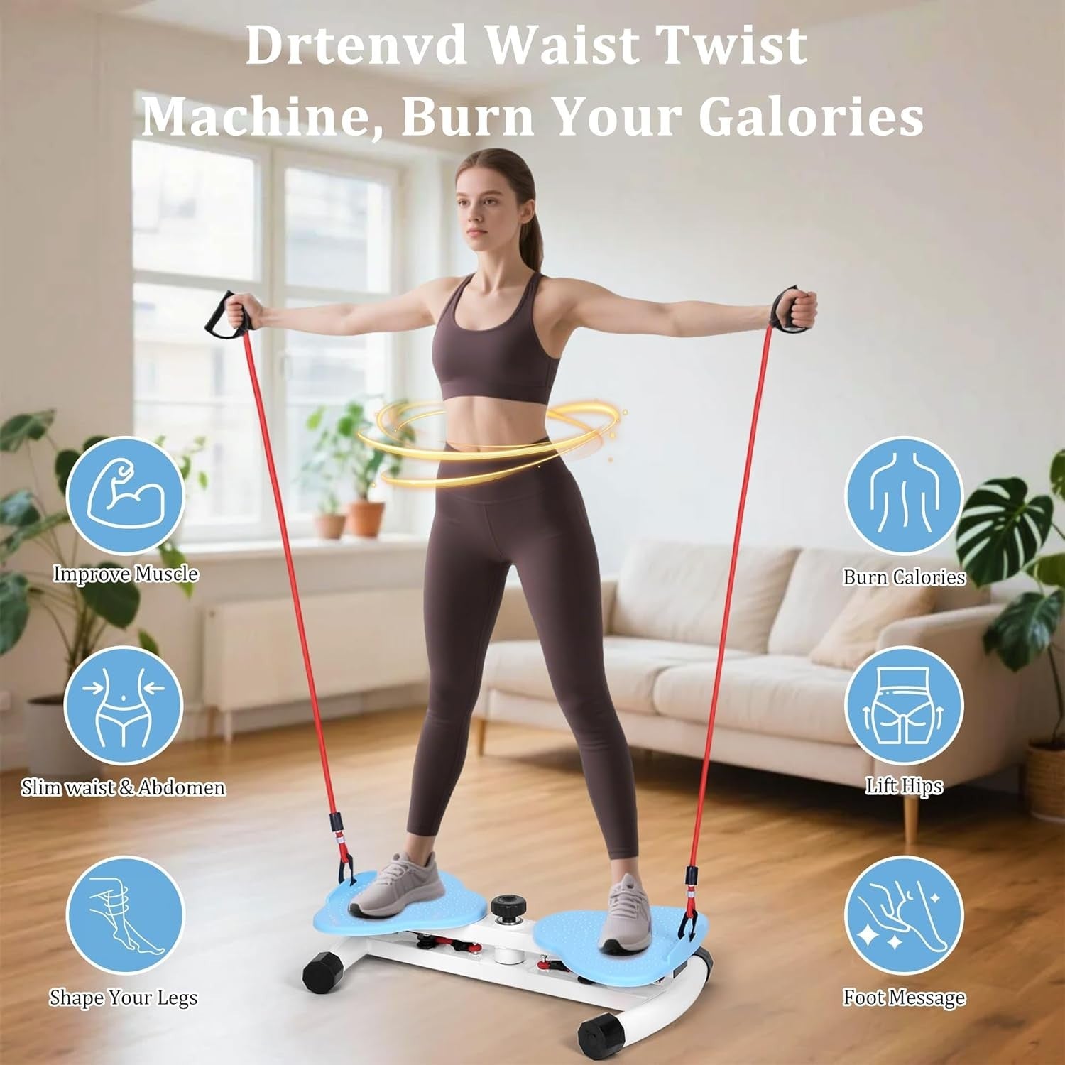 Adjustable Waist Twister Board Core Twist Exercise Machine w/ Resistance Bands