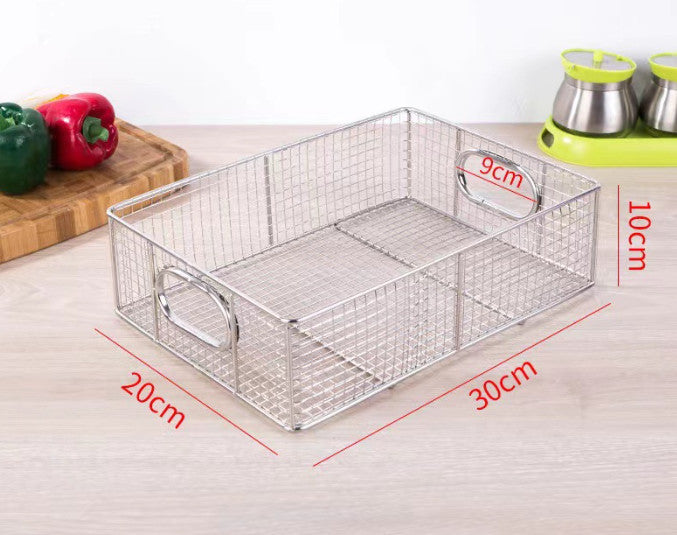 Stainless Steel Wire Food Baskets Buffet Basket Pan with Handle Baking Tool Food